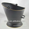 Matte black metal coal scuttle with gold edge